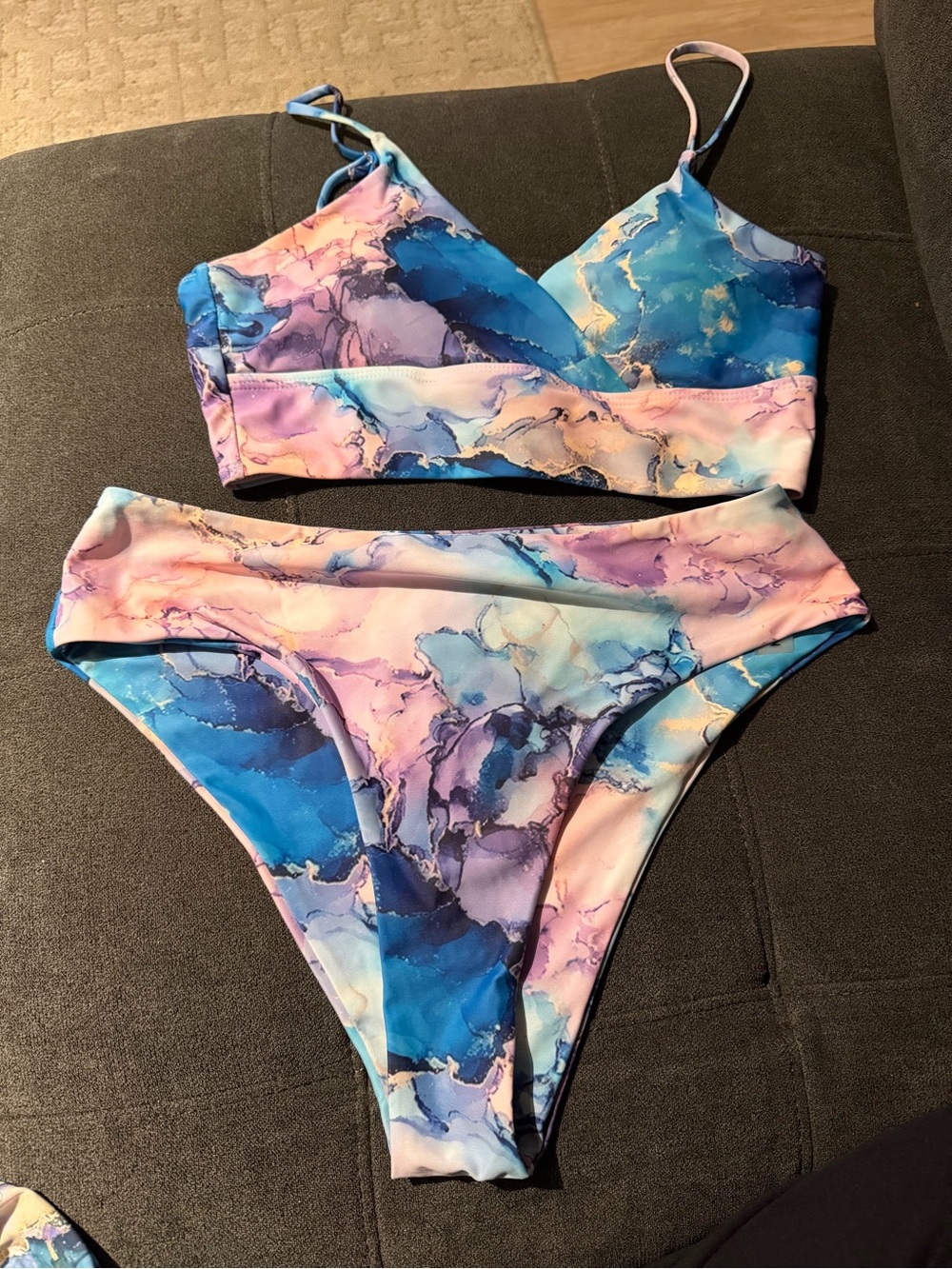 Marbled Blue & Pink Two-Piece Bikini Set